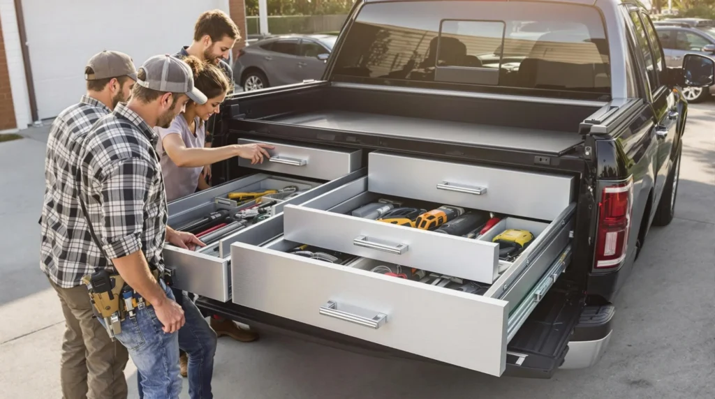 truck bed drawer system